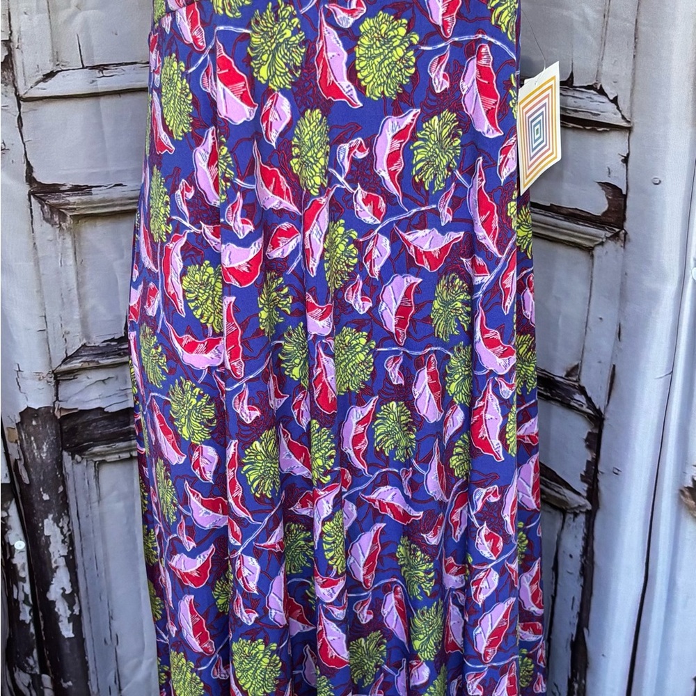 LuLaRoe Green and Pink Maxi A-Line Skirt Resort Wear
